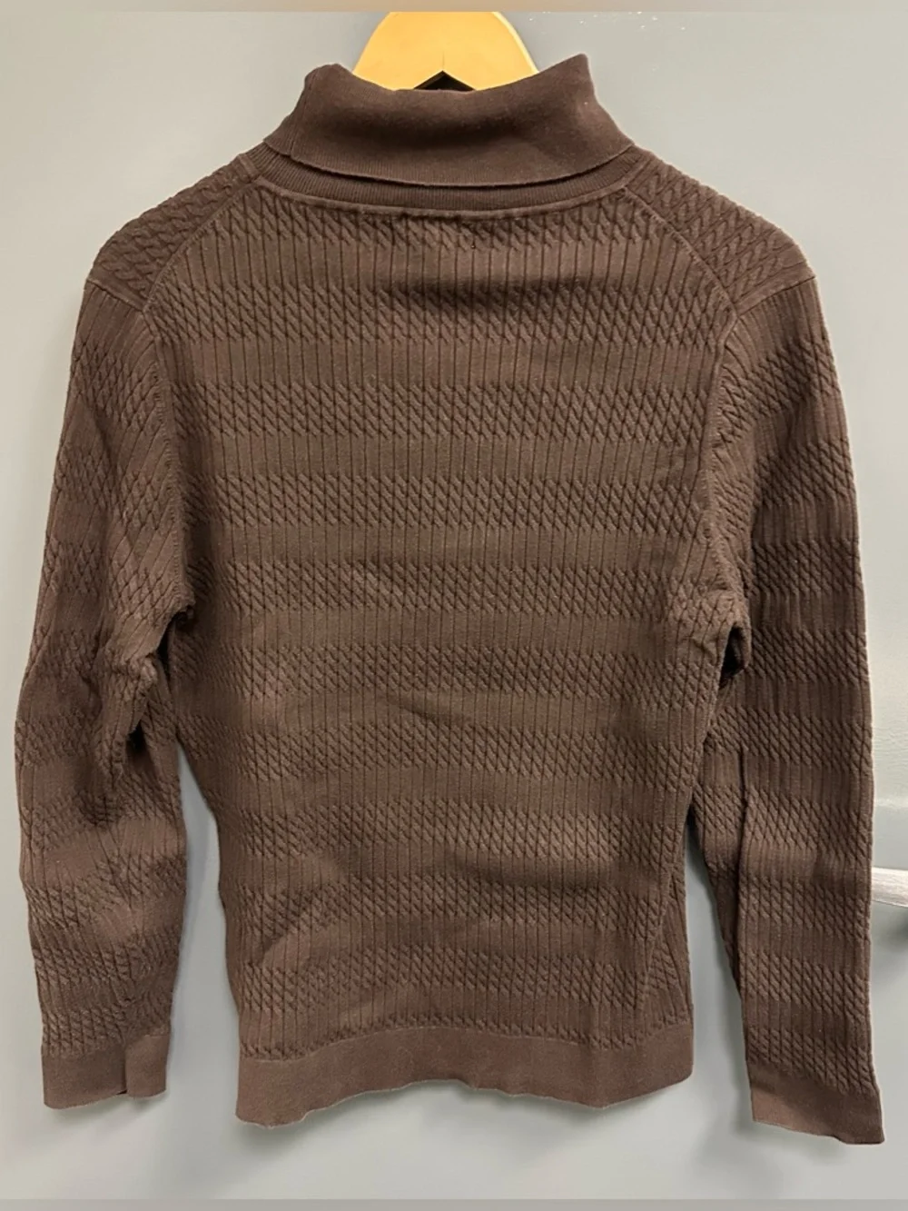 Tommy Hilfiger Women's Dark Brown Cable Turtleneck Sweater - Picture 3 of 9